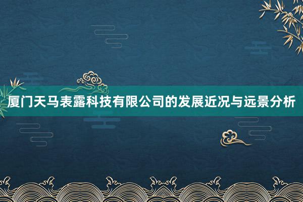 厦门天马表露科技有限公司的发展近况与远景分析